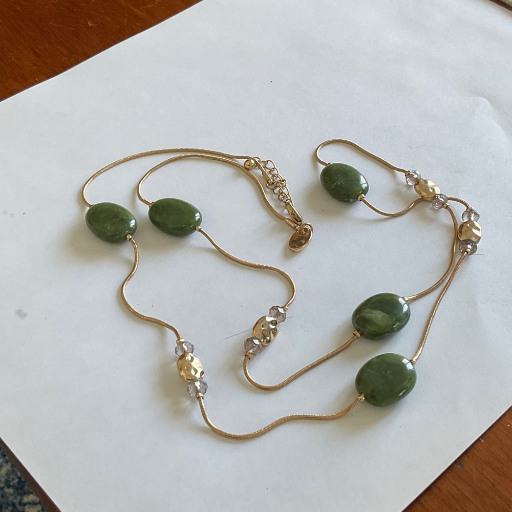 Stella & Dot Green and Gold Necklace